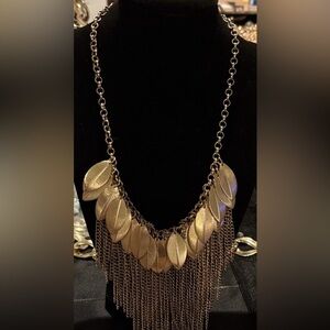 Gold Leaf Fringe Necklace